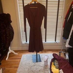 Banana Republic Burgandy Wrap Long Sleeve Dress -Size Medium